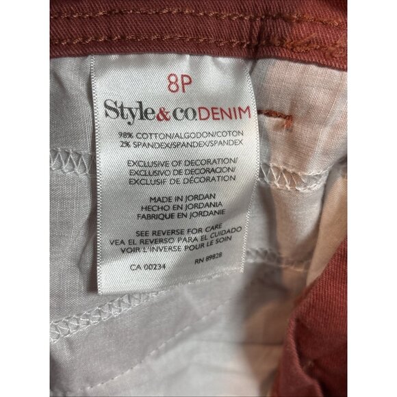 Style & Co Slim Leg Jeans Women's 8P Orange Dark Wash Stretch High-Rise - Picture 10 of 11